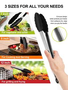 1pc 7"(Nylon)/9"(Silicone) Stainless Steel Kitchen Tongs - Multi-Purpose, Locking Non-Stick Pointed Tip Grill Tongs, Kitchen Food Clip, Heat-Resistant Cooking Tongs For Serving, Grilling, Salad, Baking - Essential Kitchen Tool