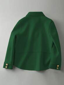 时尚简约女士翻领单排扣高品质短款羊毛大衣，休闲宽松纯色长袖复古优雅风格，搭配时尚衬衫，女士冬季羊毛大衣套装