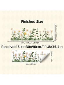 BRUP 1 张可爱雏菊墙贴，白色花瓣，向日葵，绿叶和花卉图案，可移除，即撕即贴，适用于儿童房和婴儿房装饰，充满奇思妙想的春季主题艺术 - 彩色 - 查看 3