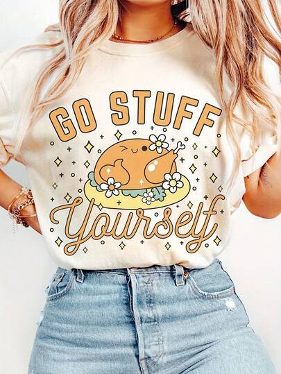 Camiseta Divertida de Pavo para Mujer - Atuendo de Día de Acción de Gracias con Pavo Kawaii, Pose de Baile Travieso y Efectos de Sonido de Pedos - Cómoda y Casual para Fiestas, Reuniones Familiares y Uso Todo el Año