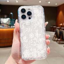 Sexy White Lace Pattern Transparent Phone Case, Compatible With 17/16/15/14/13/12/11 Pro Max/17/Air/7/8 Plus/X/XS Max/XR/16e/SE 2022, Shock-Absorbing Soft Shell - White - View 8