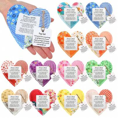 Gebedsquilt met kruisje erin, mini handgeschreven gebedsquilt, handgemaakte quilt met vierkante vakjes, christelijke bemoedigingscadeaus voor vrienden en familie, Thanksgiving, Kerstmis, dominee en als blijk van waardering.