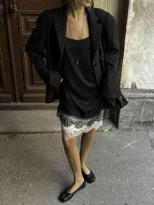 Women Lace Trim Top Sleeveless Backless Tank Tops - Black - View 4