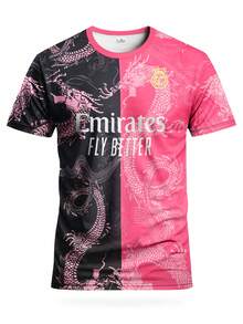 Customized La Liga Men's Football Jersey, Comfortable Round Neck Sports Sweatshirt, Suitable For Football Training, Casual Wear, And Gift - Rose Red - View 3