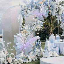 3D Ombre Chiffon Giant Butterfly, Suitable For Wedding Decoration - Realistic Artificial Organza Butterfly, Ideal For Party And Outdoor Festival Decoration, Engagement Photo Backdrop, Valentine's Day/Mother's Day/Graduation Gift, Wedding Aisle Guiding Butterfly - 彩色 - 查看 3