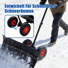 Single-Handle Snow Shovel With Wheels, 5-Level Height Adjustable (107-27.5) - 74" Wide Shovel Made Of PE Material, Foldable And Lightweight For Effortless Snow Clearing In Driveways