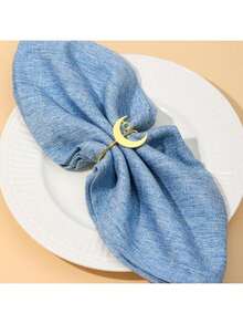 4/6 Stücke Goldene Metall-Mondförmige Serviettenringe, geeignet für Hotel, Zuhause, Küche, Esszimmer, Tischdekoration, Multi-Farben & Stile, für den täglichen Gebrauch, Bankette, Gäste verwendbar, ganzjährig einsetzbar