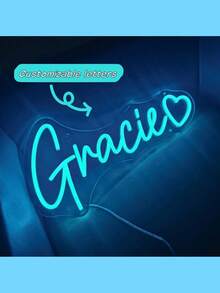 1pc Customizable Acrylic Neon Light Sign - USB Powered, Dimmable LED Lights, Suitable For Party, Birthday, Bedroom, Christmas, Thanksgiving, New Year, Valentine's Day And Other Occasions, Customizable LED Name Plate - Multicolor - View 2