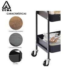 YUDA Carro Almacenamiento Multiusos De 3 Niveles Mesa De Madera,Carrito de Almacenamiento de Metal de 3Niveles, Carrito de Servicio Multifunción,Carrito de Metal con Ruedas Bloqueables, para Sala de Estar, Cocina,Baño,Oficina,Etc.1 pieza Carrito de utilidad metálico de 3 niveles, carrito con ruedas con cubierta de madera, organizador de almacenamiento con ruedas con ruedas bloqueables para cocina, oficina, dormitorio, almacenamiento de papelería, libros, cosméticos, juguetes, refrigerios, documentos, se puede colocar debajo del escritorio o al lado de la cama, carrito de utilidad versátil y ahorra espacio para apartamentos pequeños - Multicolor - Ver 9