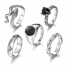 6PCS Skull Snake Geometric Cross Fashion Retro Vintage Personality Temperament High-End Ring Set - 58-2149 款式五 - 查看 9