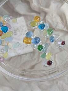 1 Box Colorful Glass Stone Nail Art Decorations, Natural Asymmetrical Shaped Multi-Color Nail Stones, Nail Art Decorations, Nail Salon Supplies - Multicolor - View 5