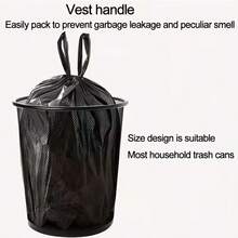 100pcs Black Garbage Bags, Made Of Durable PE Material, With Handles And Tear Lines.