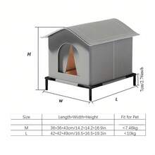 1件装重型四季户外猫屋，带搁板和双面垫，牛津布材质，铝箔隔热，防风雨 - 彩色 - 查看 12