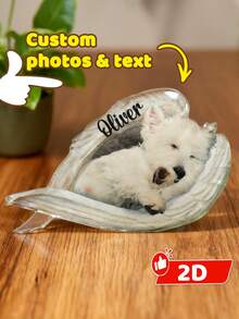 Customized Cat-Shaped Acrylic Memorial Plaque - Upload Photo - Memorial Gift For Cat Lovers - Good Night, My Friend, We'll Meet Again - Grey - View 2