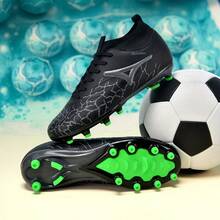 1双成人学生高帮户外足球鞋，专业运动鞋，大码，防滑，耐磨，适用于AG、FG、天然草、软地，系带，足球/橄榄球训练鞋，轻便，高性能，防滑设计，高帮专业足球鞋 - 黑色 - 查看 2