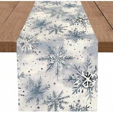 Winter Table Runner Snowflake Christmas Long Runners Watercolor Holiday Farmhouse Home Kitchen Table Decorations - Size-13''x 48'' - View 1