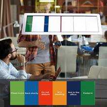 办公室门牌 6 种选项：请勿打扰、请敲门、正在开会、外出办公、远程办公、稍后回来 会议室/洽谈室隐私滑动门牌 银色 - 彩色 - 查看 8