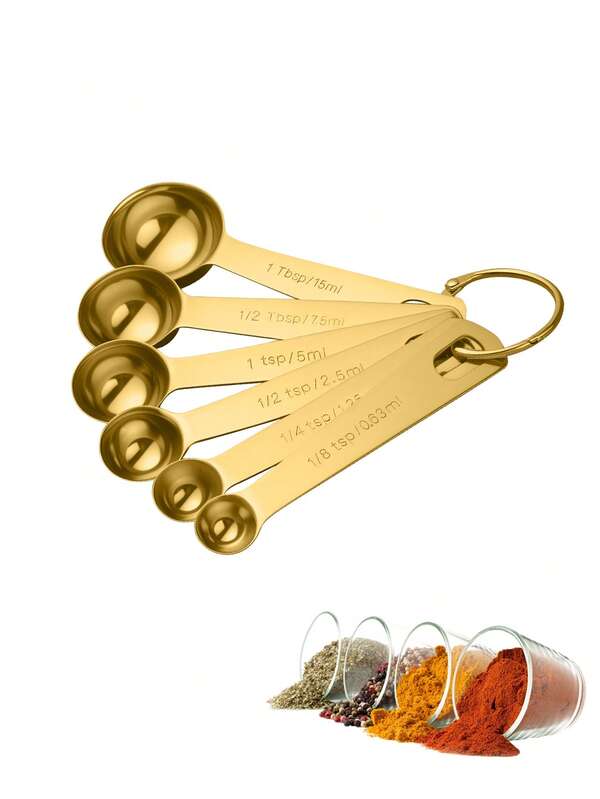 Teaspoon Tablespoon Measuring Spoons: Stainless Steel Baking & Cooking Measure Scoop Set Of 6, Metal Kitchen Measurement Utensil For Dry And Liquid Ingredients