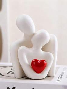 1件现代浪漫爱情拥抱摆件，饰以红色爱心，独特的抽象情侣拥抱树脂摆件 - 多功能家居及办公装饰，非常适合摆放在书架、玄关、卧室、客厅，是完美的 情人节礼物 - 彩色 - 查看 10