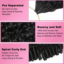 Aopusi Human Crochet Hair Burmese Curly 18 Inch 120g Human Feather-Line Invisible Pre Separated Knotless Crochet Hair For Women 3c4a Braiding Twist Hair Extensions Afro Kinky Curly 100 Strands Will Give You Shining Look For Daily Life, Like Wedding,Makeup,Lashes, Dates, And Theme Parties And So On Pelucas De Cabello Humano Human Hair Wigs Glueless Human Hair Wig - Natural Black - View 4
