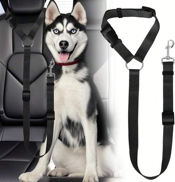 2Pack Dog Travel 2-In-1 Car Seat Belt & Leash - Adjustable Nylon Headrest Restraint, -Free Safety Solution For Small To Medium Dogs