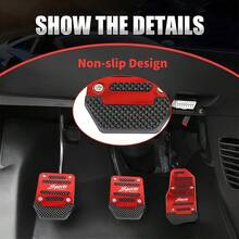 3件套多色通用汽车刹车油门踏板套，防滑踏板垫套装，油门踏板套，汽车刹车踏板保护垫，高品质防滑踏板垫，三色刹车、油门、离合器踏板套套装，适用于手动挡汽车踏板垫，防滑耐用脚踏板