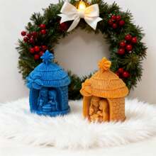 小型3D耶稣诞生硅胶模具，耶稣诞生蜡烛模具，硅胶树脂模具，适用于蜡烛、肥皂、树脂、香薰珠、香氛珠、DIY工艺品、蜡、石膏、粘土、圣诞礼物 - 白色 - 查看 4