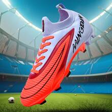 1双成人学生高帮户外足球鞋，专业运动鞋，适合团队比赛，大码防滑AG/FG鞋钉，适用于天然草和软地，皮革足球训练鞋，系带设计，轻便高性能防滑设计，顶级足球鞋 - 紫色 - 查看 7