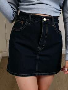 Livesso 夏季度假海滩运动休闲原牛半身裙 - 黑色 - 查看 1