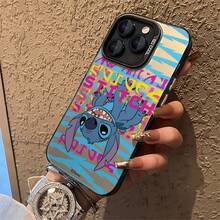 Miniso Disney Lilo & Stitch Graffiti Phone Case, Vibrant Retro Design With Upside-Down Stitch & Bold Typographyfor IPhone 17/17 Pro/17 Pro Max/17 Air/16/15/14/13/12/11/X Series,Iphone 17 Pro Max Case,Iphone 17 Pro Case,Iphone 17 Case,Stocking Stuffers,The Girlfriend,The Chosen,Early Fall Fashion - Pink - View 4
