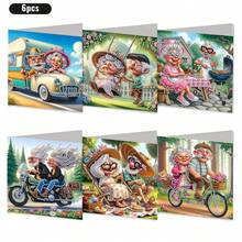 6pcs DIY Diamond Painting Birthday Greeting Card Set, Cute & Happy Grandma Theme Postcards, Unique Handmade Design, New Year Card, Birthday Wishes, Holiday & Event Party Greeting Cards, (Includes 6 Envelopes), Ideal For Expressing Warm Blessings To Elders, Family, And Friends, Diamond Painting Card Postcards To Express Heartfelt Sentiments, Best Gift To Show Your Feelings.