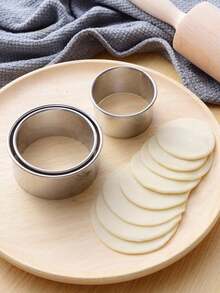 Metalowe foremki do ciastek 1/3 szt., okrągłe foremki do ciastek, okrągła foremka do ciastek i ciasta ze stali nierdzewnej, różne rozmiary, niezbędne na powrót do szkoły - Srebro - Zobacz 13