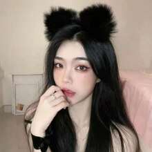 Sexy Lingerie Sexy Lingerie Cat Ears Plush Hairband For Women, Cute Cat-Shaped Hair Clip For Face Washing, Soft Fur Mask Headband