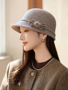 1 pezzo Cappello da donna di colore unito, stile nuovo, elegante cappello secchio vintage, classico cappello con fiocco, adatto per uso quotidiano