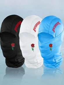 1/2/3/5pcs BackWOODS Balaclava Hat - Windproof, Dustproof, Breathable Face Mask With Letter Design - Fully Covered Neck Cover, Suitable For Cycling, Running, Skiing - , Black/White/Blue - Perfect For Cold Weather And Pollution Protection, Outdoor Sports Accessories, Sports Design, Structure, Neck Warmth, Outdoor Enthusiasts.