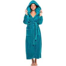 Bata de mujer, bata de baño larga de peluche con capucha, batas con capucha para mujeres talla grande, 31371248 - Champán - Ver 1