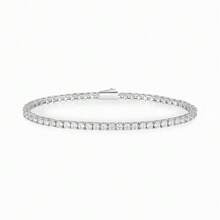 MDFUN 18K White Gold Plated Tennis Bracelet, Unisex, 3mm Cubic Zirconia Classic Chain Bracelet, Elegant & Fashionable Jewelry For Women - White - View 6