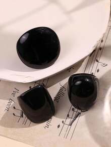 1 套 3 款几何简约设计树脂圆形和方形夸张戒指，女士珠宝配饰 - 彩色 - 查看 9