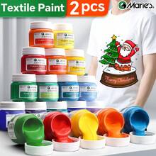 2 Bottle Marie's Fabric Paint, 50ml/1.7fl. Oz - Vibrant Colors Available For Clothes Permanent, Professional Textile Pigments Kit For Artists & Crafters, Ideal Gifts Art Tools For T-Shirts, Shoes, Jeans, Canvas Bags, DIY Projects In Christmas, New Year - 2pcs - View 2