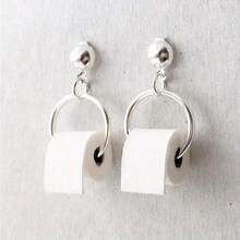 Fashion Toilet Paper Earrings - Ladies Creative Party Jewelry - Metal Design - Perfect For Festive Occasions - Bạc - Xem 1