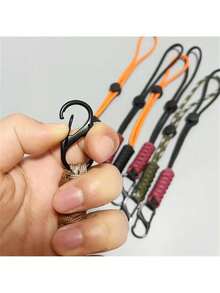 (4 Pieces Per Pack) Woven 24cm Umbrella Rope Keychain Zinc Alloy S-Shaped Mountaineering Buckle - Multicolor - View 9