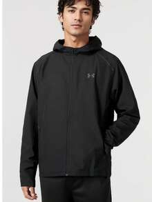 Under Armour 男裝 運動服 健身訓練服 UA Launch Hooded Jacket 春秋款 舒適柔軟休閒服上衣外套連帽外套/修身型，喜歡寬鬆建議拍大一號 - 黑色 - 查看 4