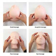 Eyelash Extension Practice Head, Makeup And Eyelash Extension Training Head, Beauty Face Model Head, Soft Rubber Texture, Easy To Clean With Skincare Oils - Apricot - View 7