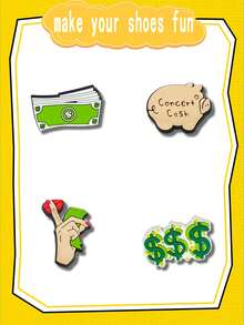 16 buc. Pandantive pentru pantofi DIY cu semnul dolarului, potrivite pentru brelocuri, sandale, genți de plajă etc., fabricate din material PVC, accesorii decorative de înaltă calitate, cadouri excelente pentru Crăciun, ziua de naștere, petrecere, vară, școală și multe altele - Temă dolar american - Vizualizare 5