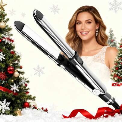 UKLISS 二合一专业直发器/卷发器 - 陶瓷直板夹，可调节温度，液晶显示屏，安全锁 - 适合所有发质 - 女士理想礼物，英式插头