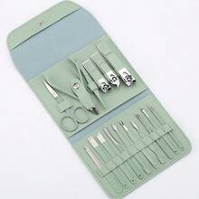 Professional Manicure Kit 16 Pieces - Cuticle Nipper And Nail Clipper In Stainless Steel - Green - View 12
