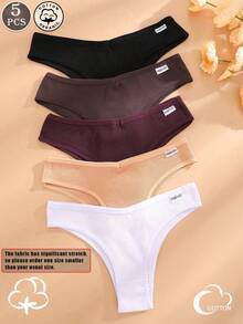 5 条装 女式罗纹透气低腰性感无缝比基尼内裤 多色