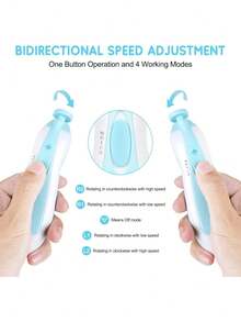 Cochildor Baby Nail File Clippers Electric: Baby Nail Trimmer Electric Kit Fingernails Toes Care Manicure 6-In-1 Set With LED Light  For Newborn Kids And Adult  Available In Pink And Blue. - 藍色 - 查看 4