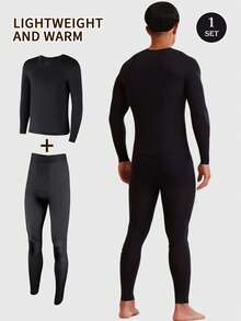 Men's Ultra-Thin Thermal Underwear Set, Seamless Self-Heating Skin-Friendly Undershirt, Autumn/Winter Men's Base Layer, Hyaluronic Acid Autumn Warm Set, Men's Ultra-Thin Thermal Base Layer