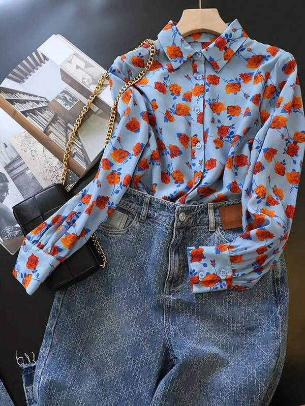 女士印花休闲衬衫